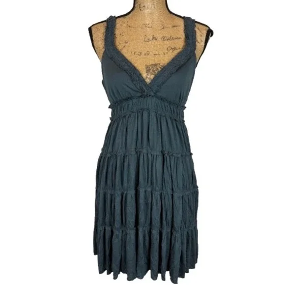 Velvet by Graham & Spencer Babydoll Tiered Mini Dress Gray Fairycore Size Medium - Picture 1 of 6